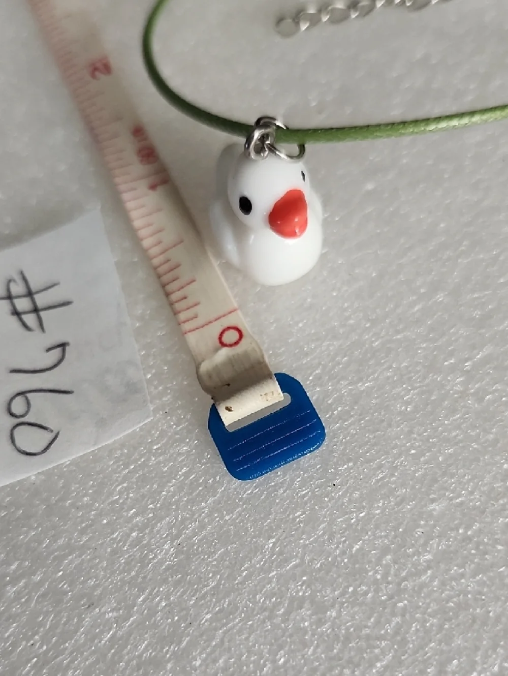 Hand Crafted White Duck Charm Bracelet / Anklet with Green Cord